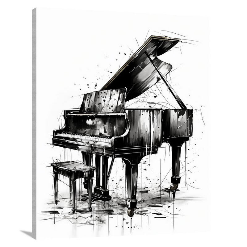 Melancholic Echoes: Piano's Sorrow - Canvas Print