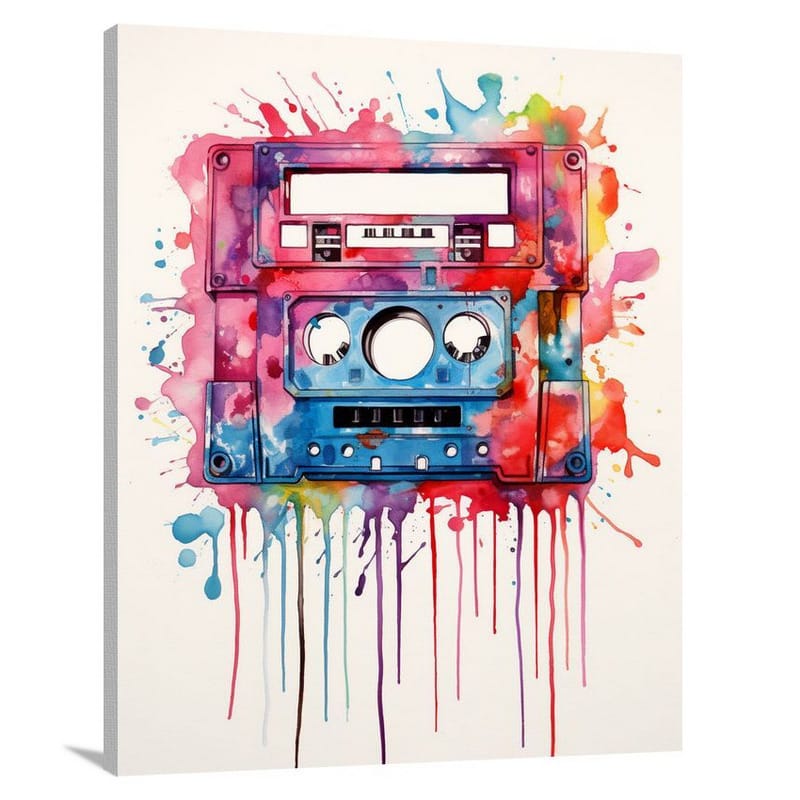 Melodic Memories: Cassette Tape - Watercolor - Canvas Print