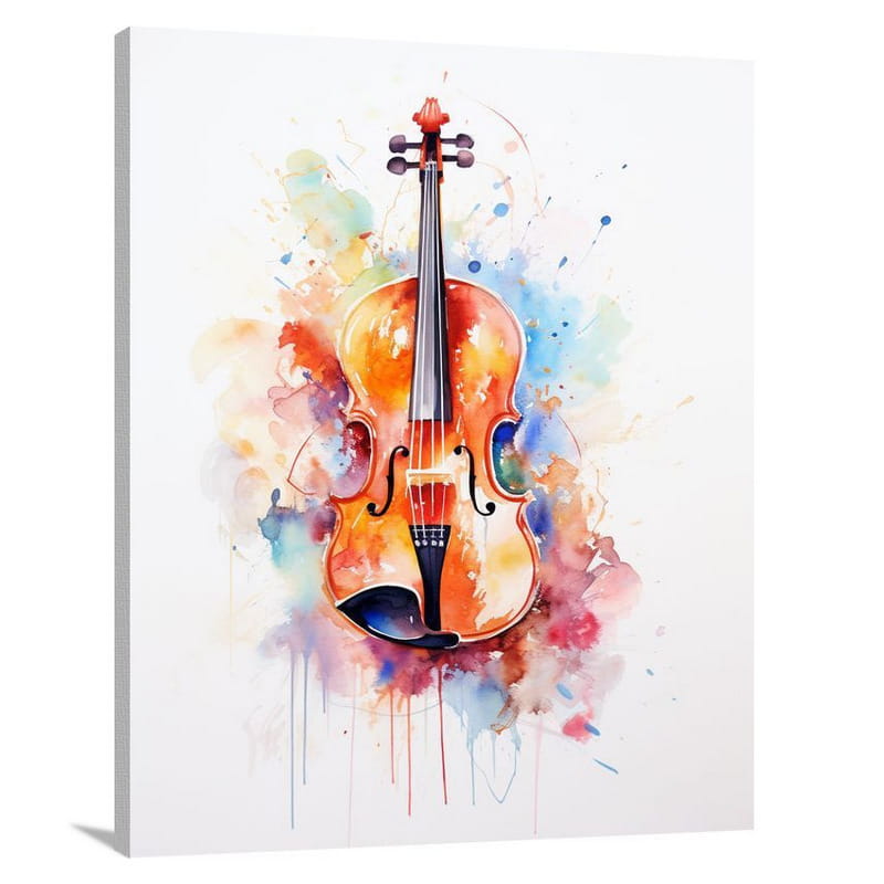 Melodic Strings: Violin's Vibrant Symphony - Canvas Print