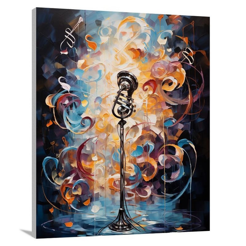 Melodic Whirlwind: Microphone's Symphony - Canvas Print