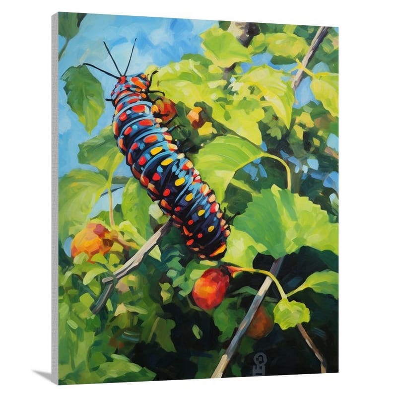 Metamorphosis: Caterpillar's Resilience - Impressionist - Canvas Print