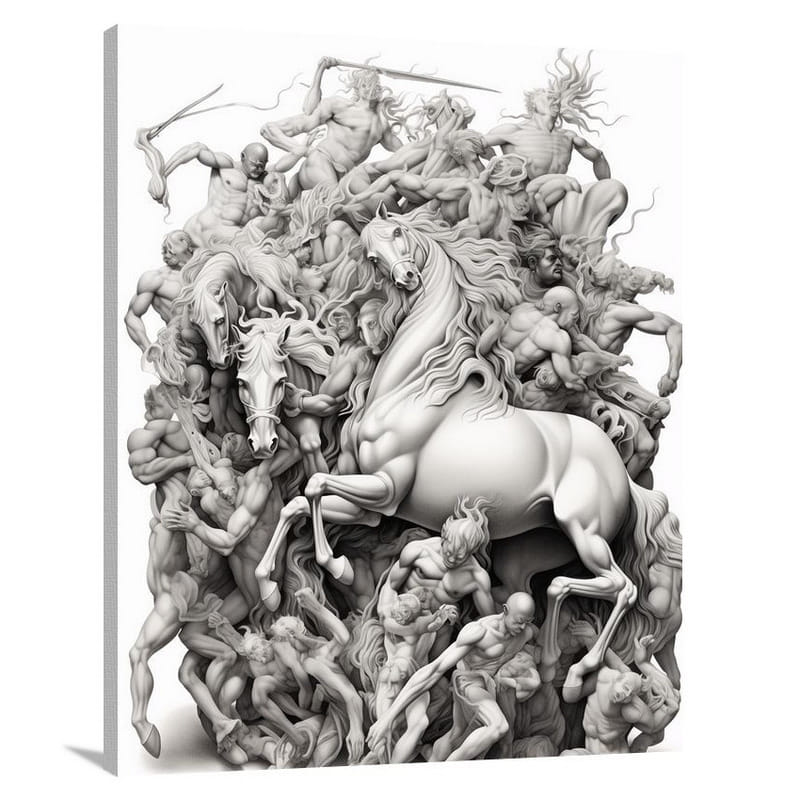 Metamorphosis: Mythological Figure - Black And White - Canvas Print