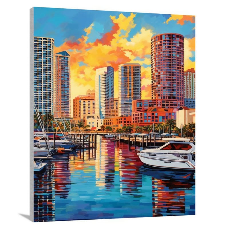 Miami Skylines: A Vibrant Oasis - Canvas Print