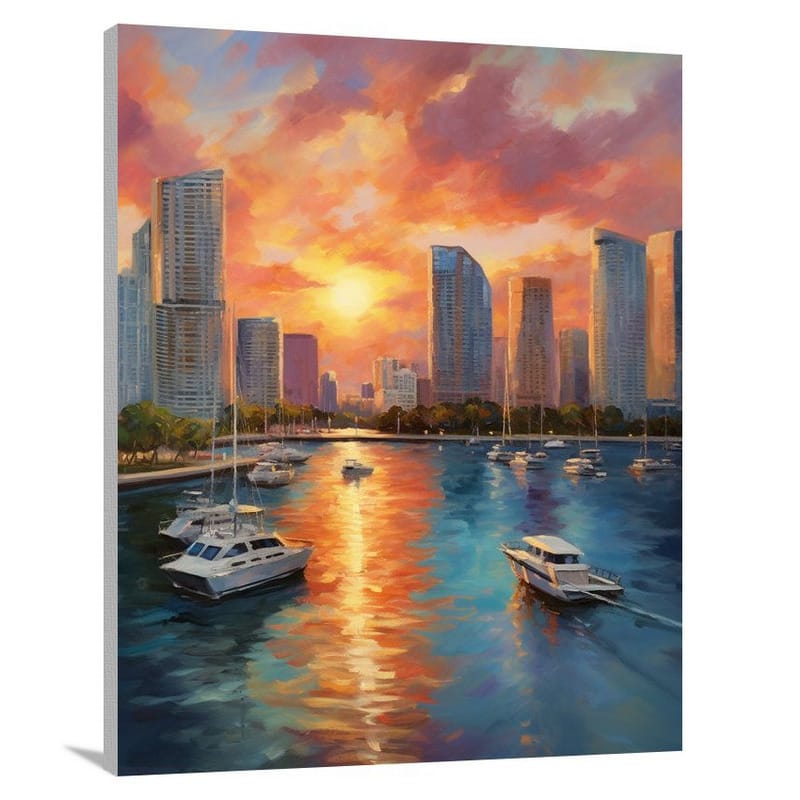 Miami Skylines at Sunset - Canvas Print
