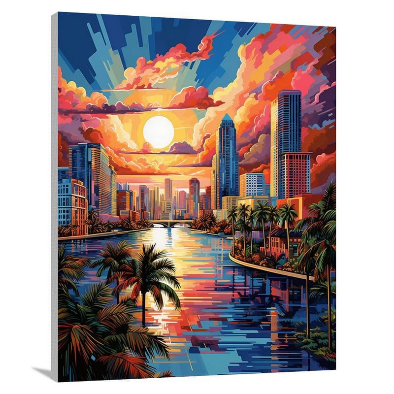 Miami Skylines: Enchanting Sunset - Canvas Print