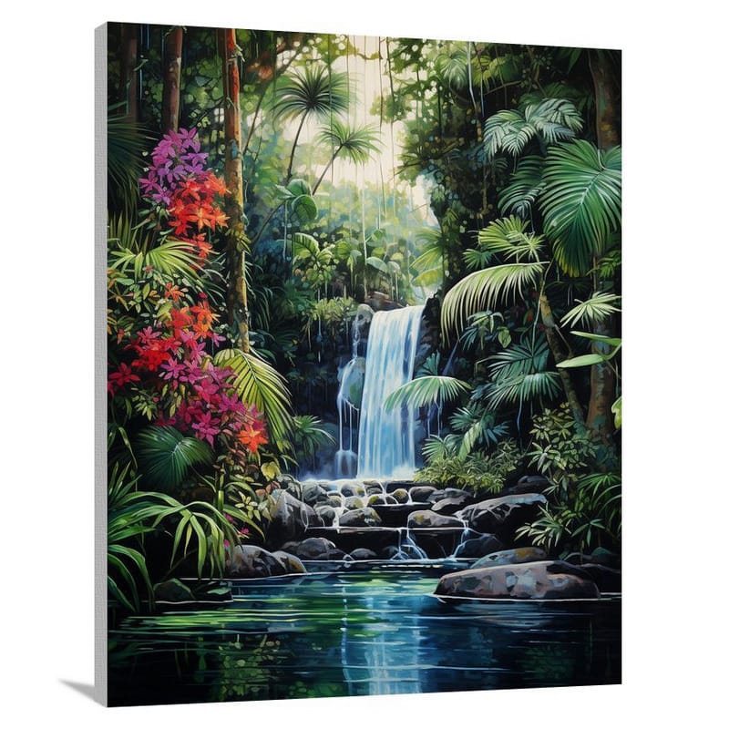 Micronesia's Enchanting Cascade - Canvas Print