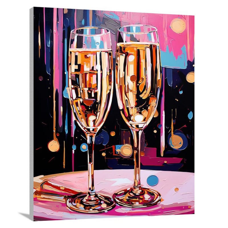 Midnight Toast: Champagne Dreams - Canvas Print