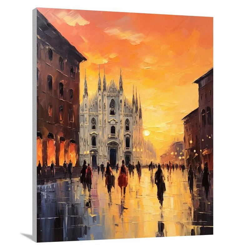 Milan's Golden Sunset: - Canvas Print