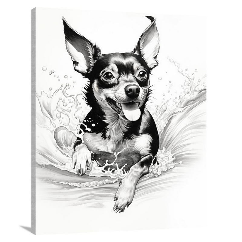 Miniature Pinscher's Delight - Black And White - Canvas Print