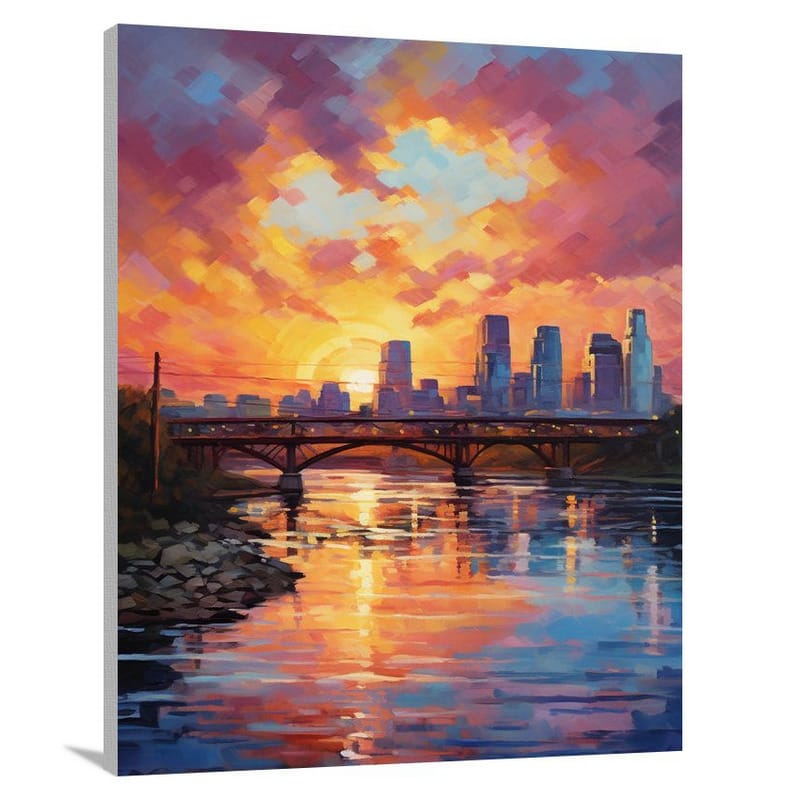 Minneapolis Twilight: A Vibrant Skyline - Canvas Print