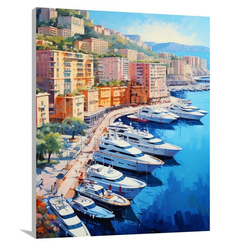 Monaco's Vibrant Harbor - Canvas Print