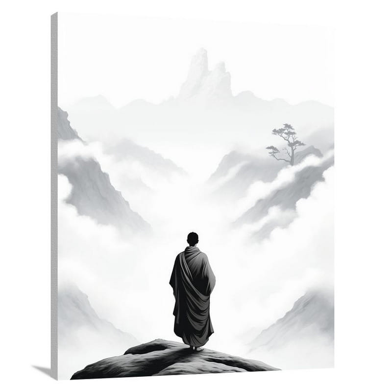 Monk's Quest - Black And White - Canvas Print