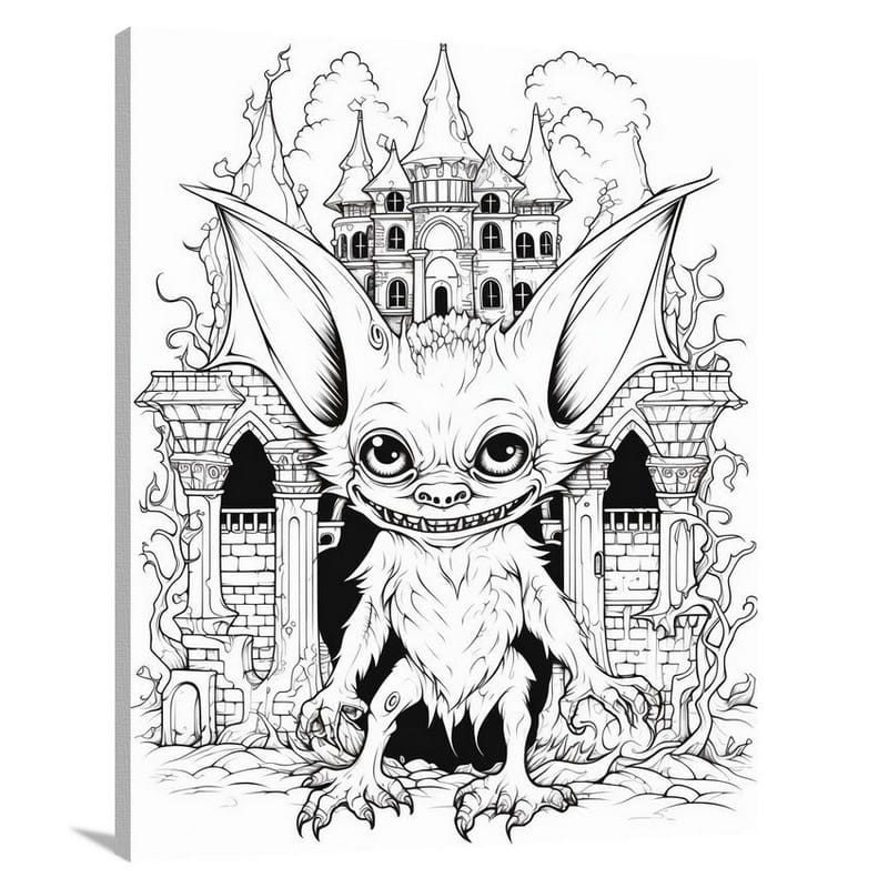Monstrous Guardian - Black And White - Canvas Print