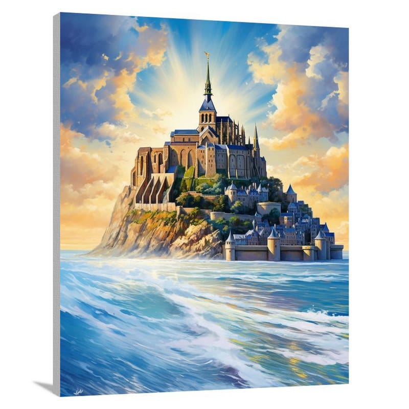 Mont Saint-Michel: Golden Fortress - Contemporary Art - Canvas Print