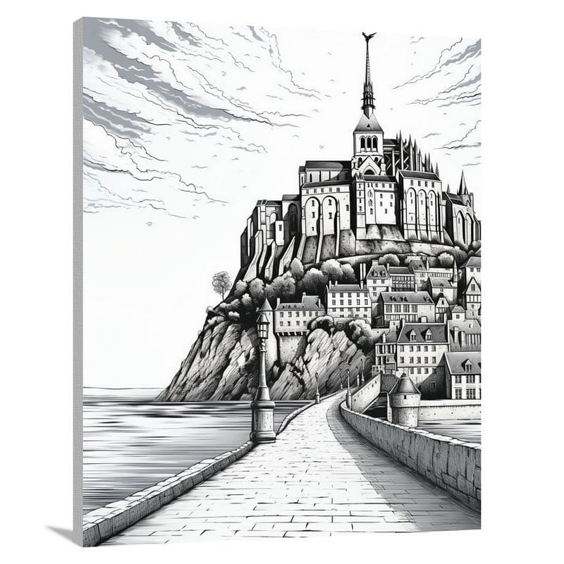 Mont Saint-Michel: Twilight Shadows - Canvas Print