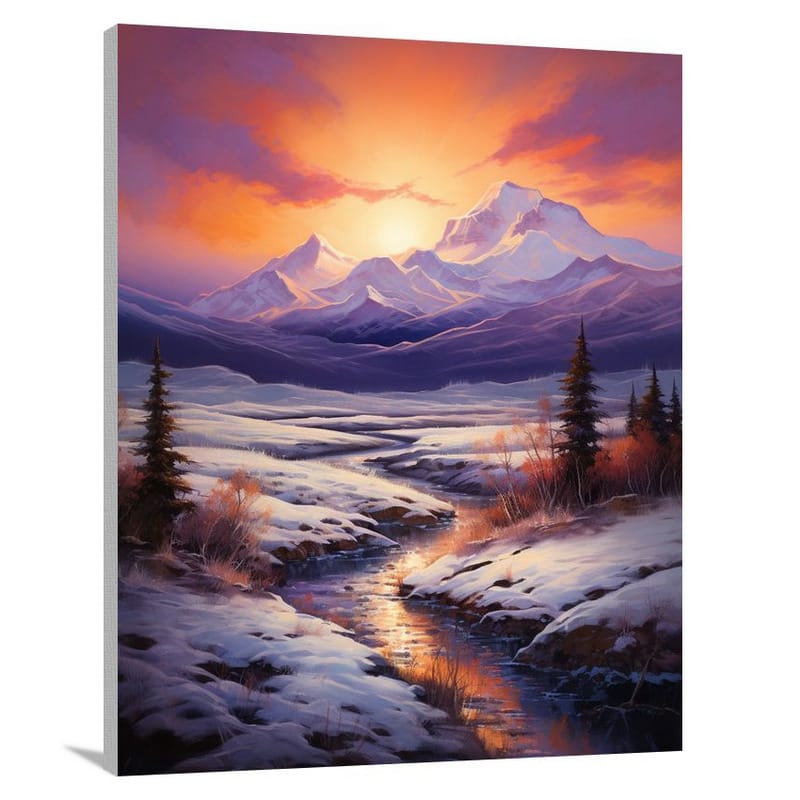 Montana's Fiery Embrace - Impressionist - Canvas Print