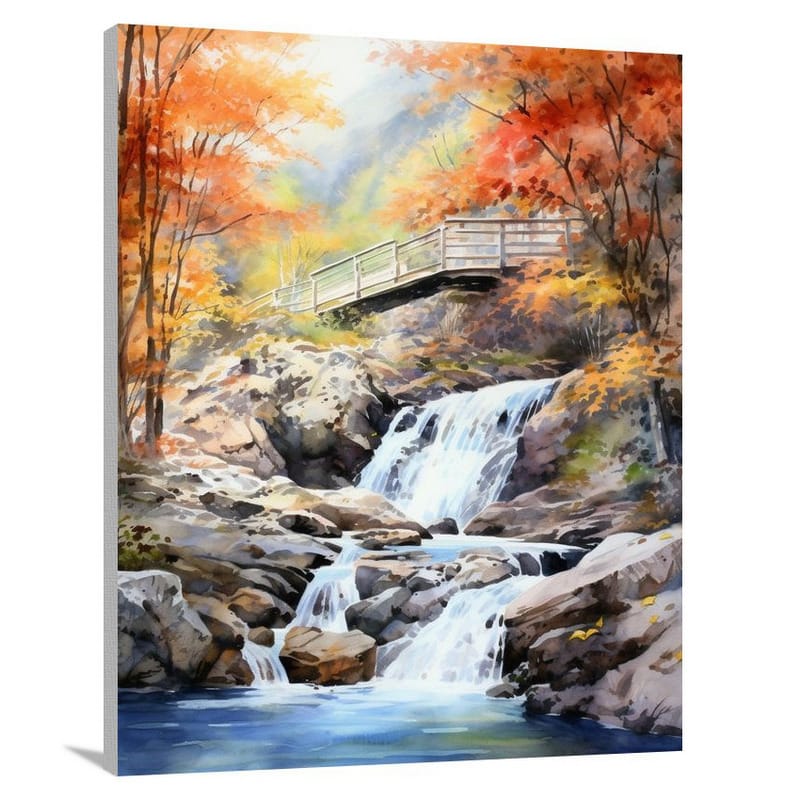 Montenegro's Melody: Vibrant Autumn Cascade. - Canvas Print