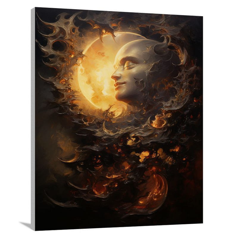 Moon Eclipse: Celestial Dance - Canvas Print