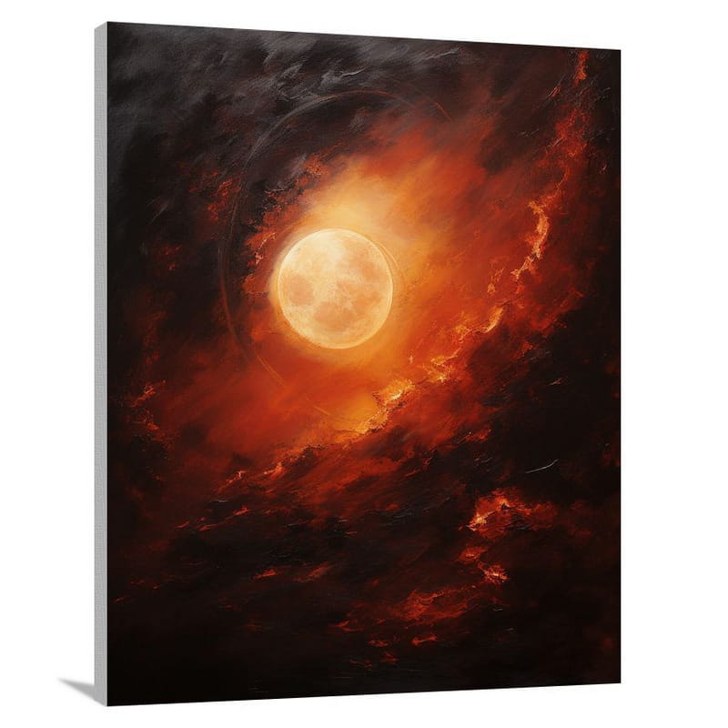 Moon Eclipse: Celestial Dance - Impressionist - Canvas Print