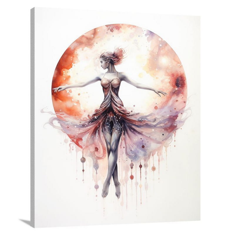 Moon Eclipse: Celestial Dance - Watercolor - Canvas Print