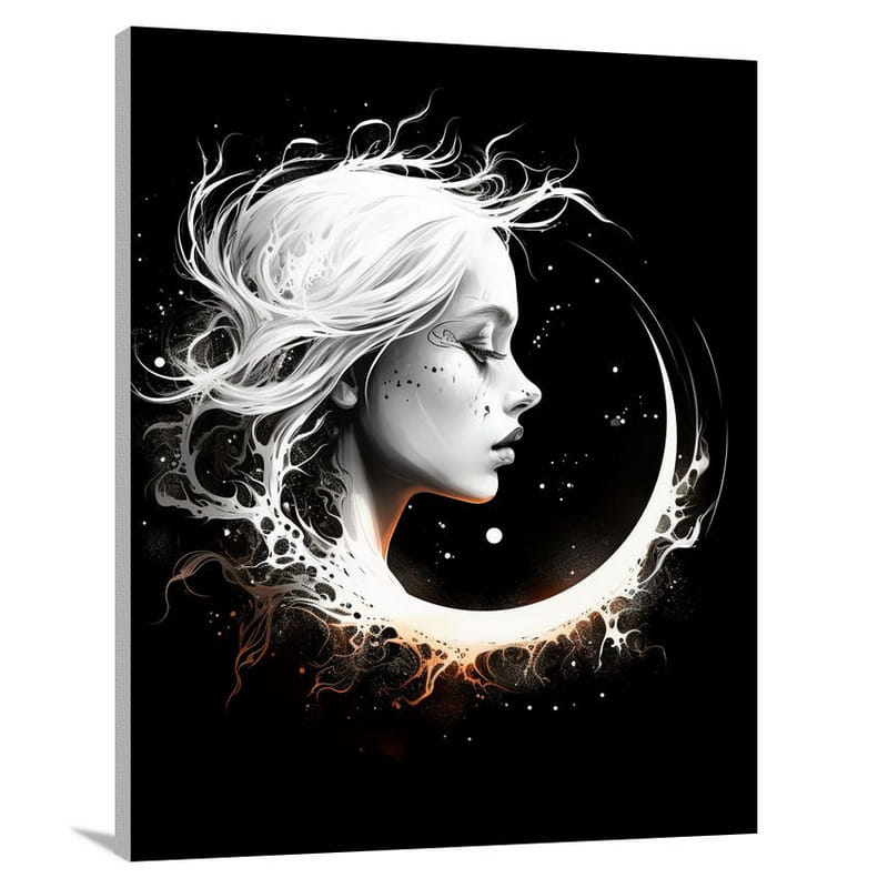 Moon Eclipse: Celestial Embrace. - Canvas Print