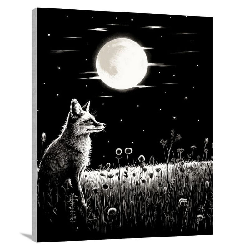 Moonlit Fox: Serene Dance - Canvas Print