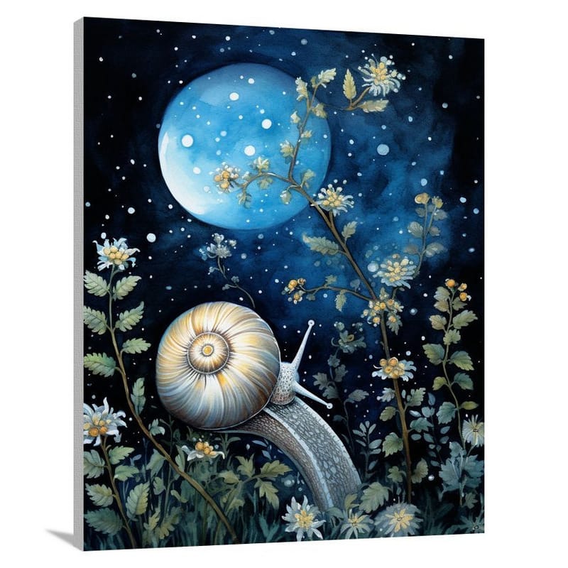 Moonlit Harmony: Snail's Whispers - Canvas Print