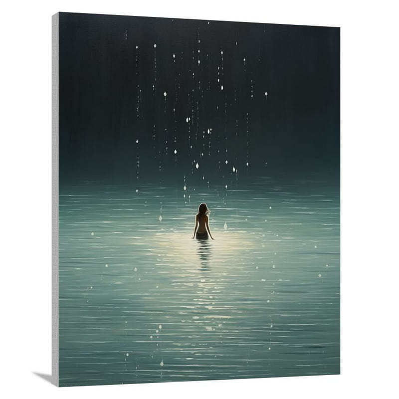 Moonlit Lagoon: Mermaid's Dance - Minimalist - Canvas Print