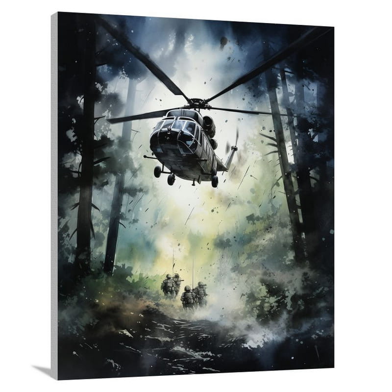 Moonlit Rescue: Military Aircraft - Canvas Print