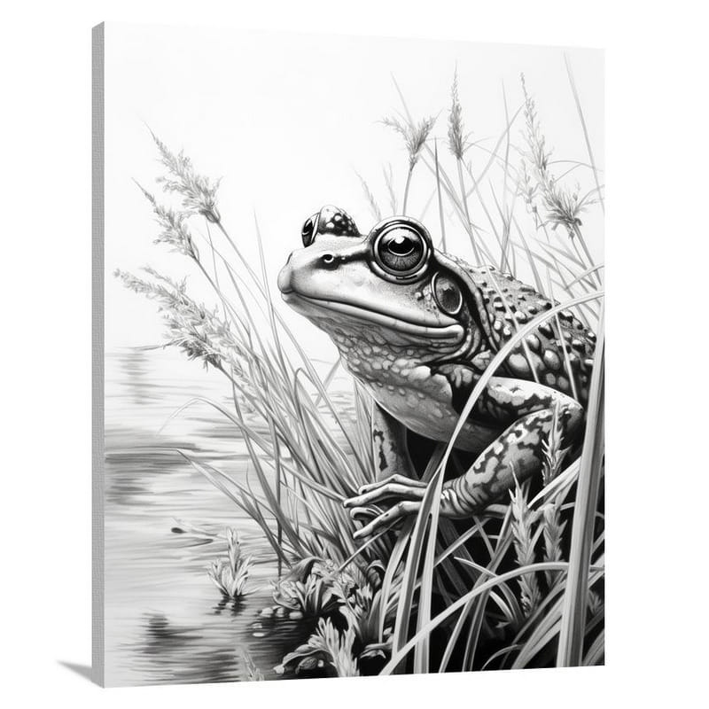 Moonlit Serenade: Frog's Melody - Canvas Print