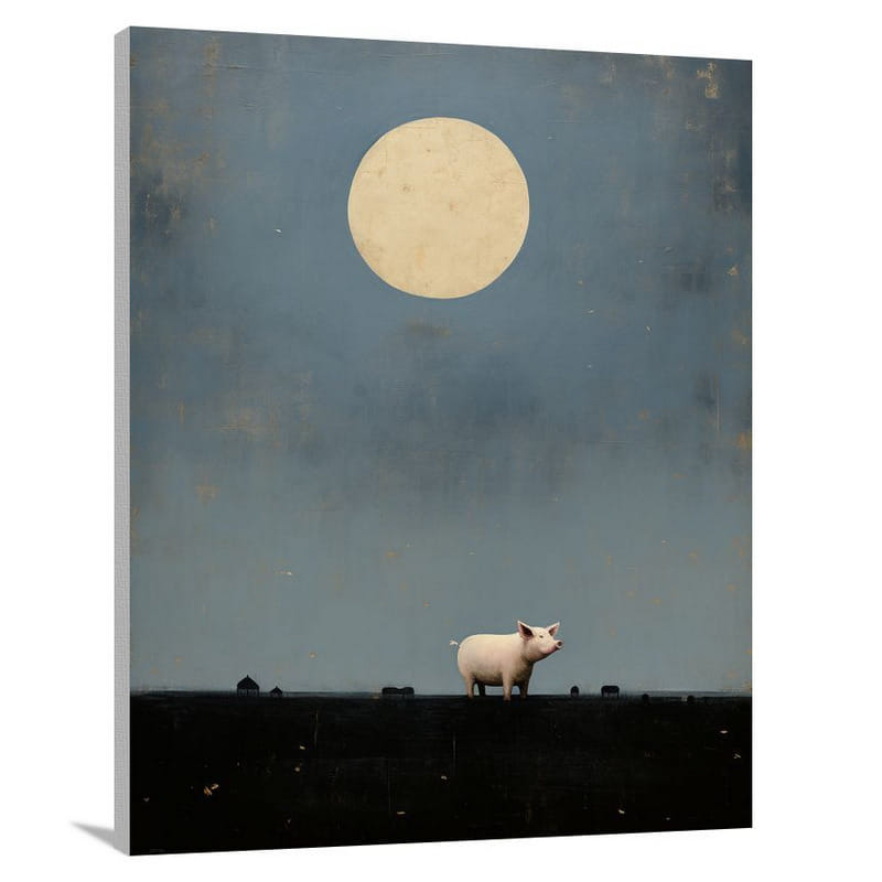 Moonlit Serenade: Pig's Dance - Canvas Print