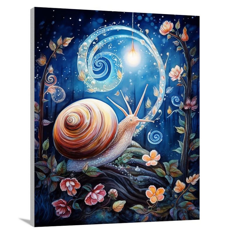 Moonlit Serenade: Snail's Dance - Canvas Print