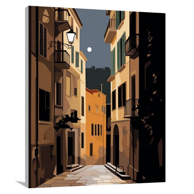 Moonlit Stroll in Monaco - Canvas Print