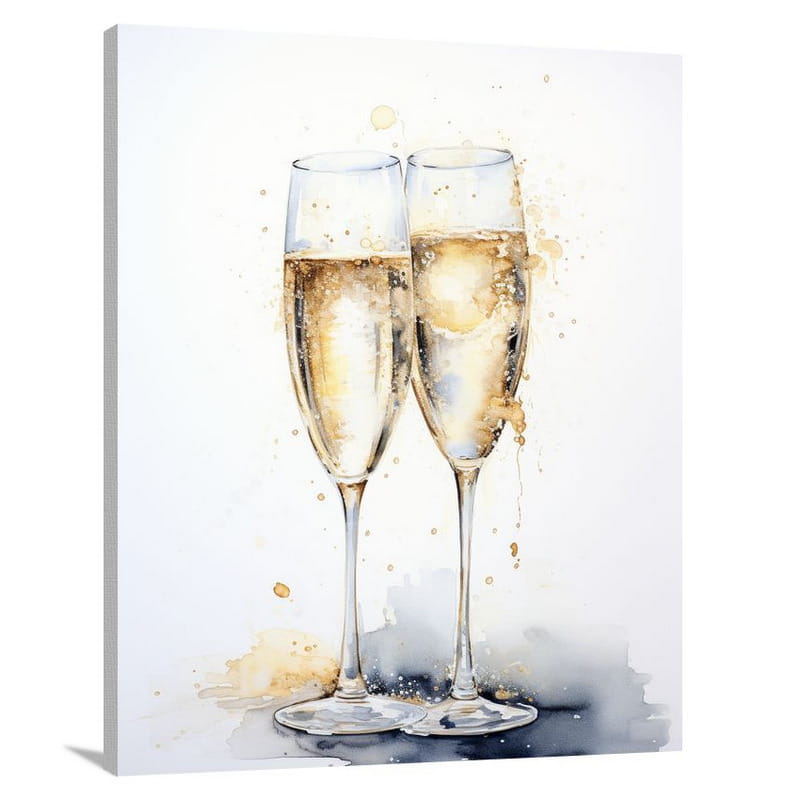 Moonlit Toast: Champagne Symphony - Canvas Print