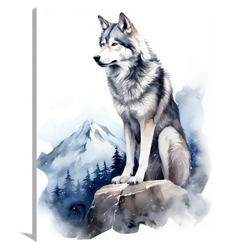 Moonlit Yearning: Siberian Husky - Canvas Print