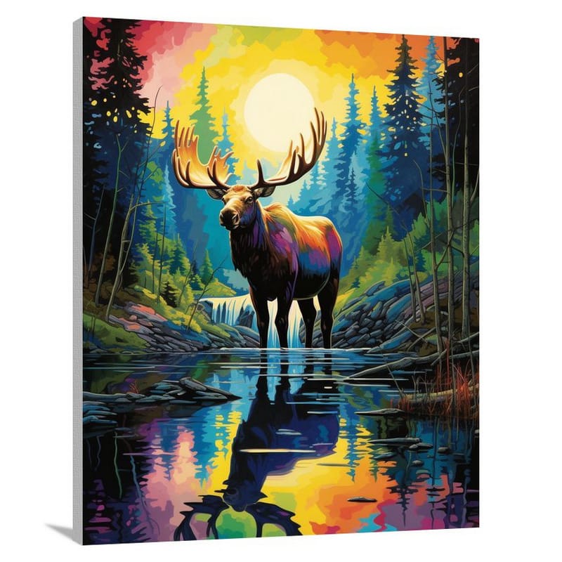 Moose in the Wild - Pop Art - Canvas Print