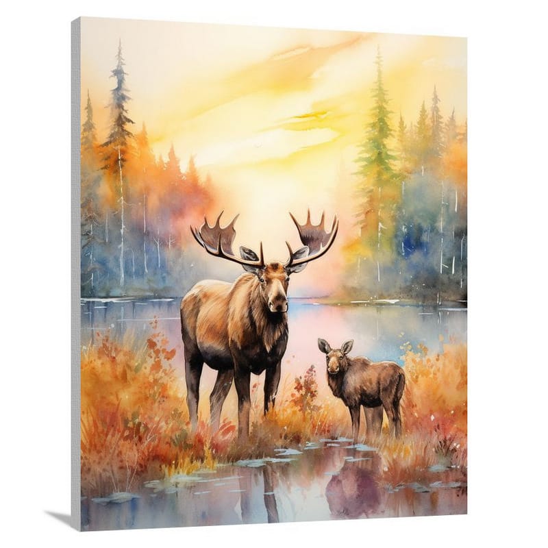 Moose's Twilight Reunion - Canvas Print