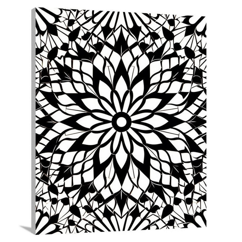 Moroccan Rhapsody: Decorative Harmony - Black And White - Canvas Print