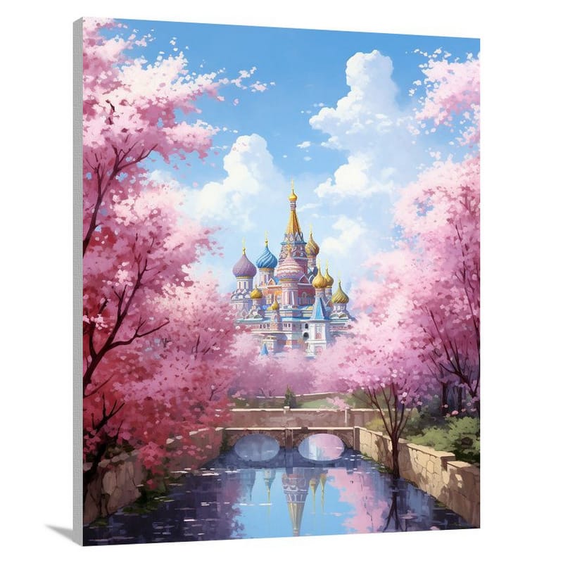 Moscow Blossoms: Tranquil Temples - Contemporary Art - Canvas Print
