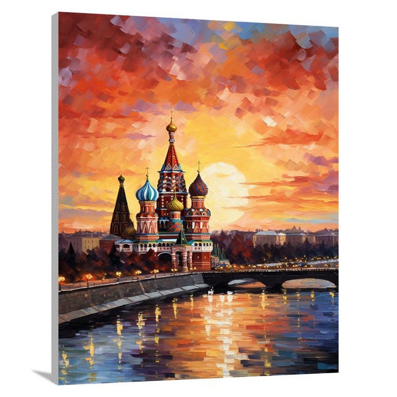 Moscow's Fiery Reflections - Canvas Print