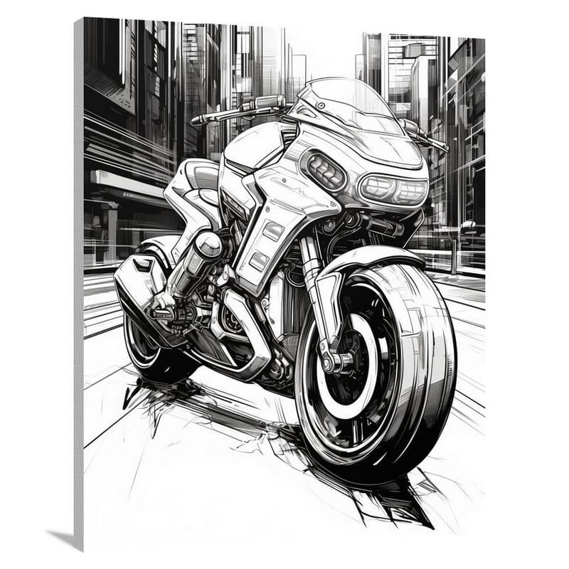 Motorcycle Symphony - Black And White 2 - Canvas Print
