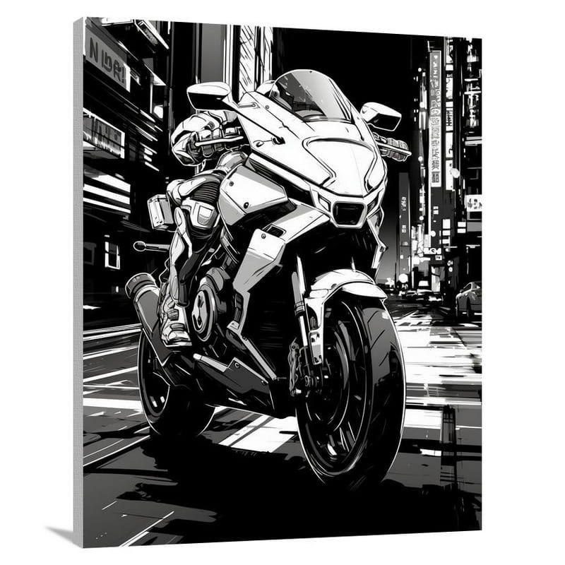 Motorcycle Symphony - Black And White - Canvas Print