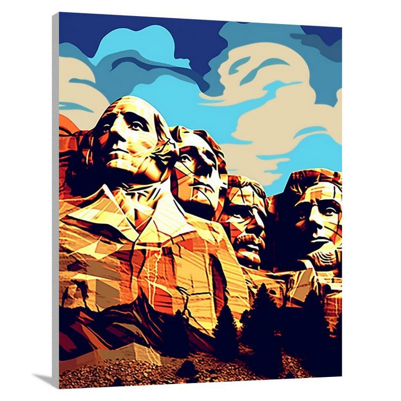 Mount Rushmore: Granite Guardians - Pop Art - Canvas Print