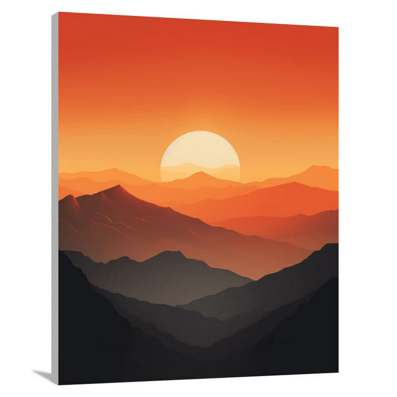 Mountain Sunrise: Awe-Inspiring Vista - Minimalist - Canvas Print