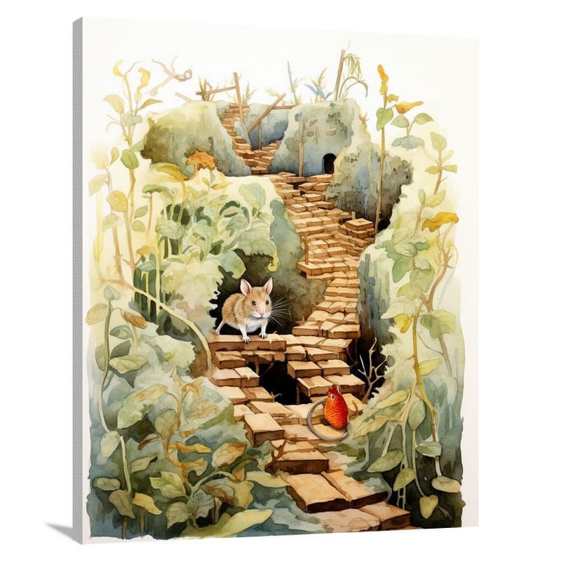 Mouse's Brave Journey - Canvas Print