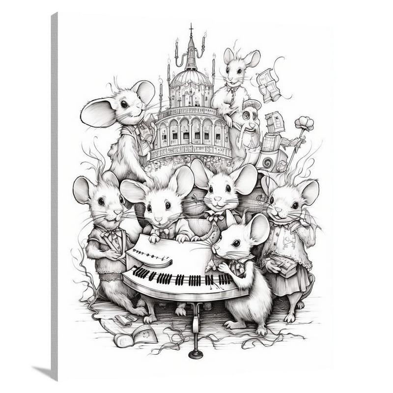 Mouse's Melodic Symphony - Canvas Print