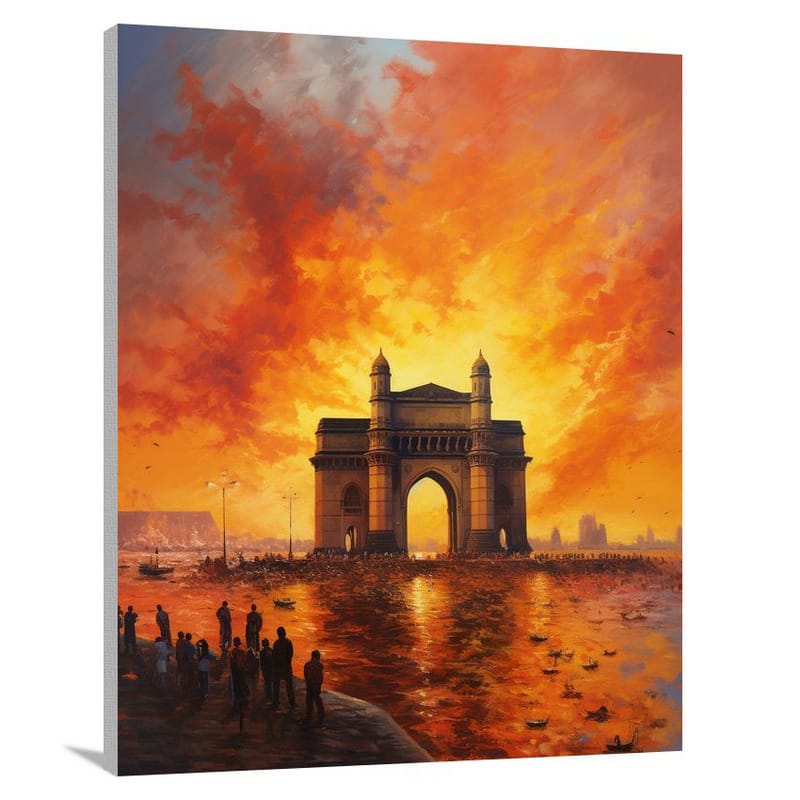 Mumbai's Fiery Gateway - Canvas Print