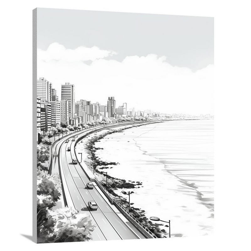 Mumbai Serenity - Black And White - Canvas Print