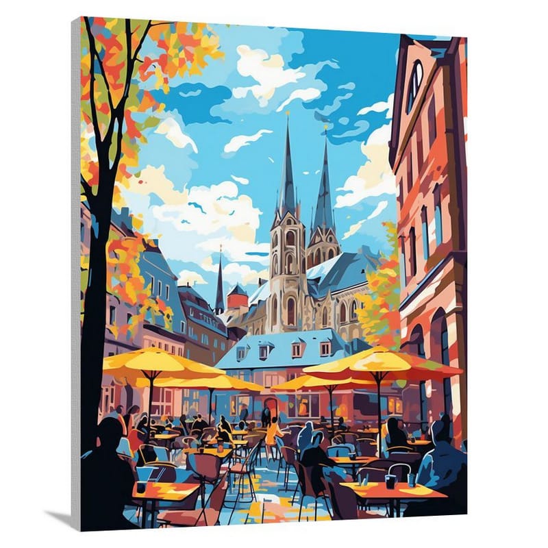 Munich's Vibrant Biergarten: - Canvas Print