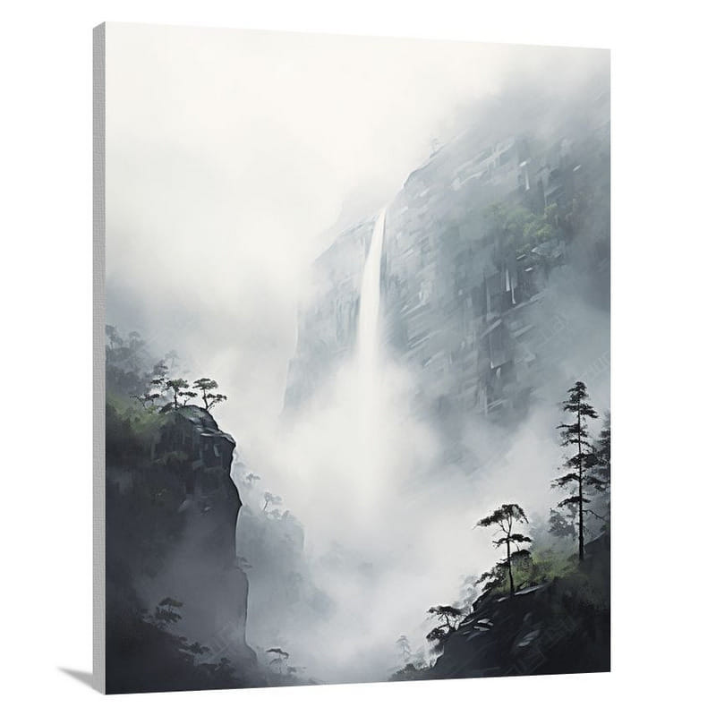 Mystical Cascades in Fog - Canvas Print